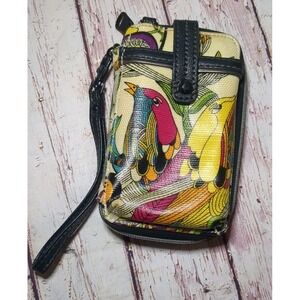 Sakroots Wallet Phone Holder Floral Birds Tropical Peace Zip Around